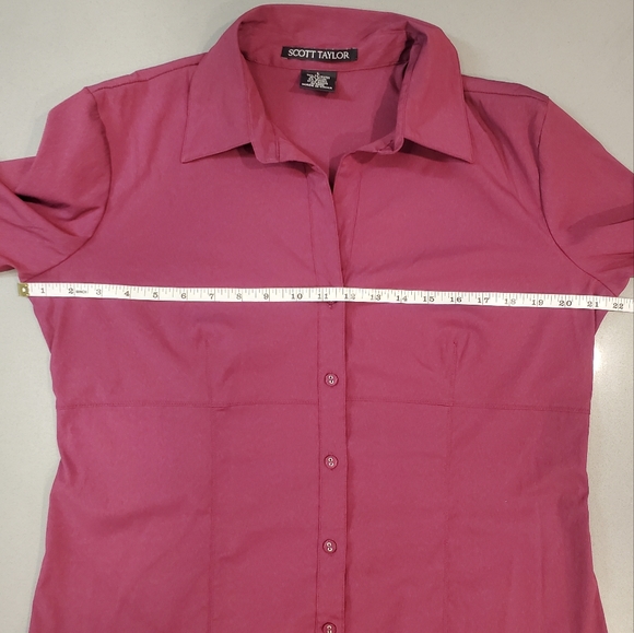 Scott Taylor Plum Red Long Sleeve Button Up Blouse Size Large - Picture 4 of 6